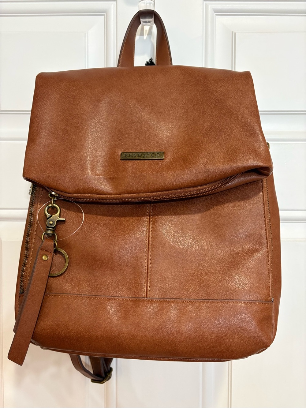 Frye and Co. Cognac Faux Leather Backpack Tote - Convertible Women’s Bag, NWT